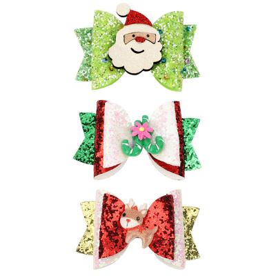 Christmas Hairpin Glitter Bow Edging Elk Simple Sweet Mori Women's Holiday Party Hair Accessories